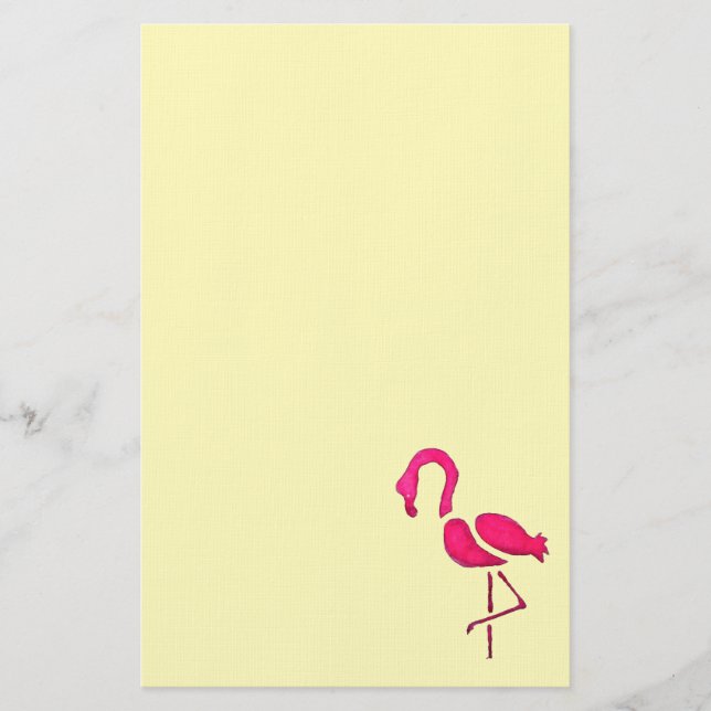 Modern pink flamingo art paint stationery (Front)