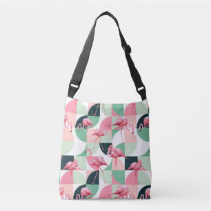 Modern Pink Flamingo Geometric Girly Chic Pattern Crossbody Bag