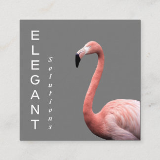 Modern Pink Flamingo Minimalist Square Business Ca Square Business Card