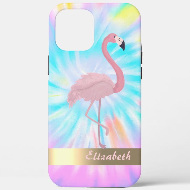 Modern Pink Flamingo Tie Dye Case-Mate iPhone Case (Back)