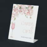 Modern Pink Floral Bridal Shower Gift & Cards Pedestal Sign<br><div class="desc">A graceful detail for the gift table, this Cards & Gifts sign brings the signature Petals & Prosecco charm into your event styling. With delicate watercolor florals and a pink prosecco glass, it blends seamlessly into modern bridal showers, bridesmaid luncheons, or engagement gatherings. Pairs beautifully with matching signage, favour tags,...</div>