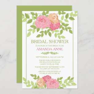 Modern Pink Floral Bridal Shower Invitation