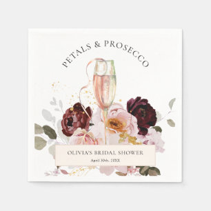 Modern Pink Floral Champagne Bridal Shower  Napkin