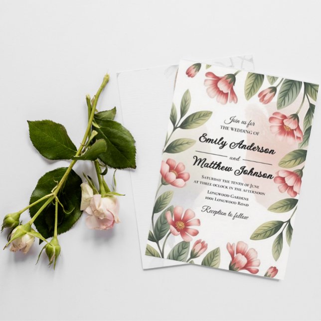 Modern Pink Floral Designer Wedding Invitation (Creator Uploaded)