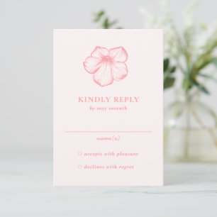 Modern Pink Floral Elegant Wedding RSVP Card