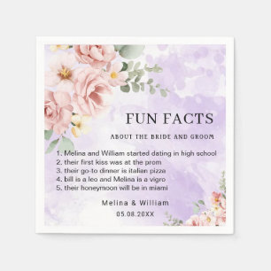 Modern Pink Floral Fun Facts Wedding  Napkin