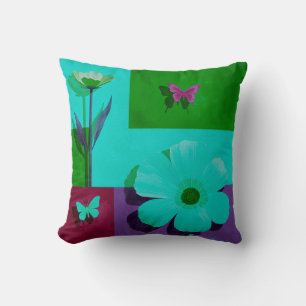 Modern Pink Floral Garden Throw Pillow