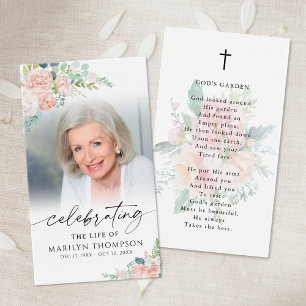 Modern Pink Floral God's Garden Prayer Card