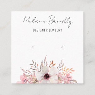 Modern Pink Floral Jewellery Earring Display  Square Business Card