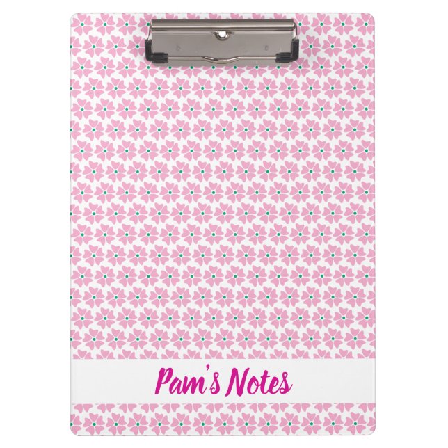 Modern Pink Floral Name Clipboard (Front)