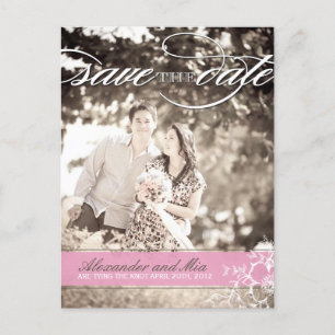 Modern Pink Floral Save the Date Announcement Postcard