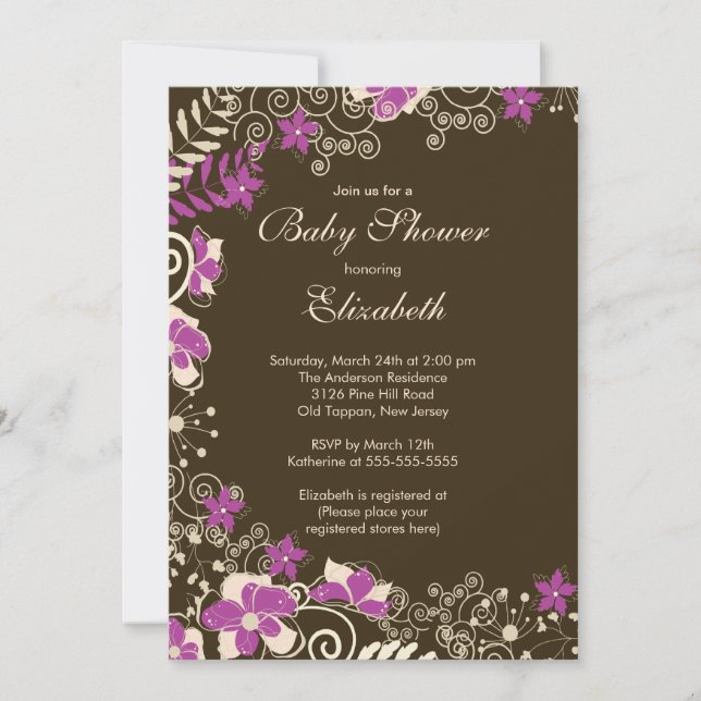 Modern Pink Floral Spring Baby Shower Invitation (Front)