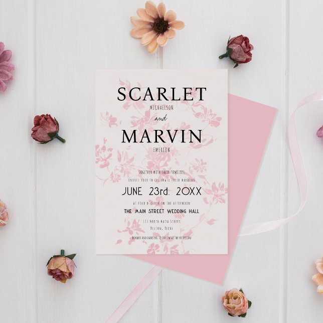 Modern Pink Floral Spring Wedding Invitation (Creator Uploaded)