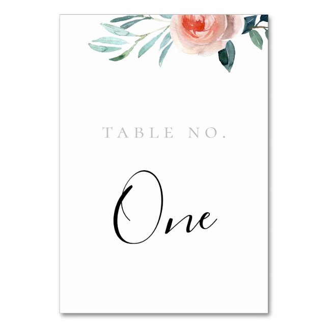 Modern Pink Floral Table Number (Front)