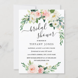 Modern Pink Floral Wreath Bridal Shower Invitation