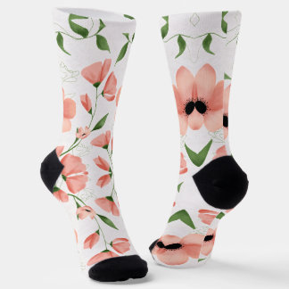 Modern Pink Flower Personalize Socks