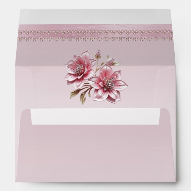 Modern Pink Flowers Envelope (Back (Bottom))