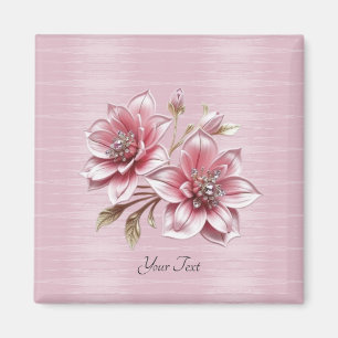 Modern Pink Flowers Magnet