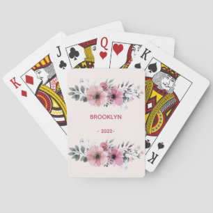 Modern Pink Flowers Playing Cards