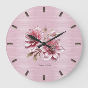 Modern Pink Flowers Wall Clock