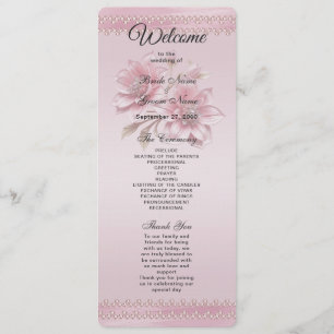 Modern Pink Flowers Wedding Program