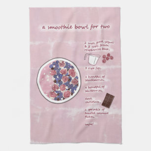 Modern Pink Fruit Smoothie Recipe Food Art  Kitchen Towel