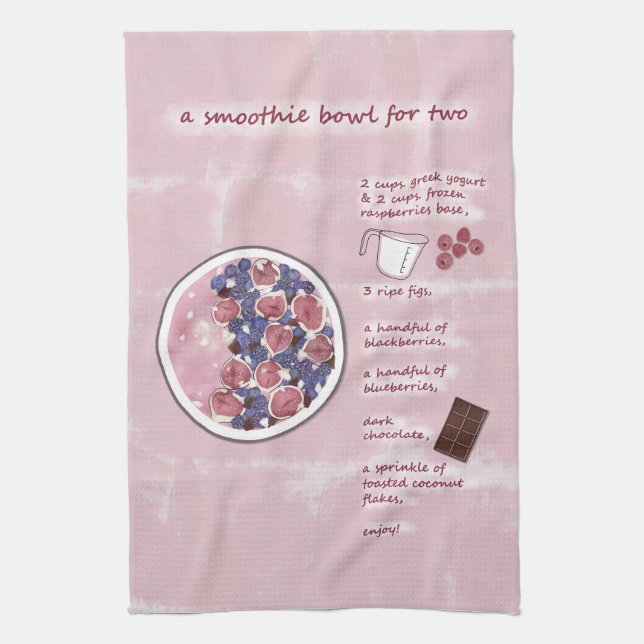 Modern Pink Fruit Smoothie Recipe Food Art  Kitchen Towel (Vertical)