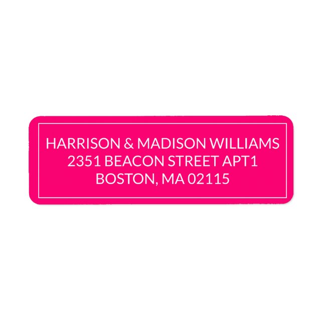 Modern pink fuchsia border simple Return Address (Front)