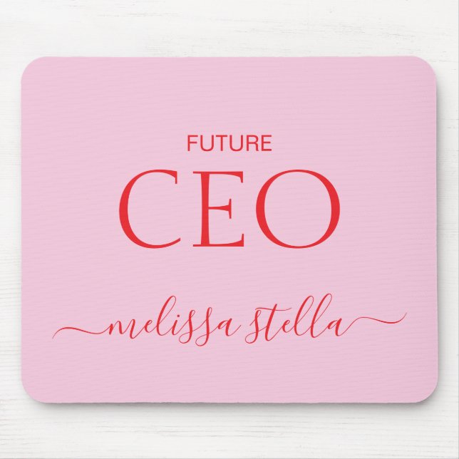 Modern Pink Future CEO Name | Best Girly Gift Mouse Pad (Front)