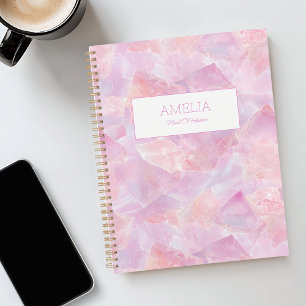Modern Pink Gemstone Simple Custom Name Undated Planner