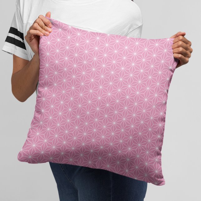 Modern Pink Geometric Japanese Pattern Throw Pillow (Creator Uploaded)