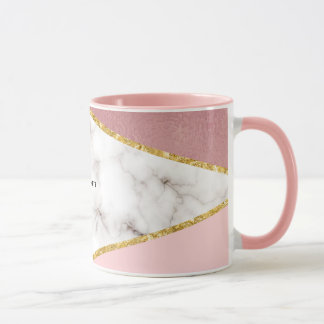 Modern Pink Geometric Marble Personalized Mug