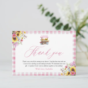 Modern Pink Gingham Fresh Off The Market Thank you Card