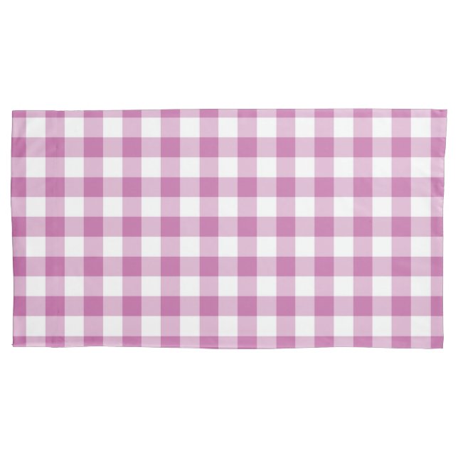 Modern Pink Gingham Pattern Pillowcase (Front-Left)