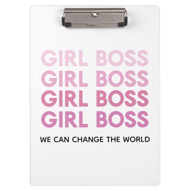 Modern Pink Girl Boss Best Girly Gift Clipboard (Front)