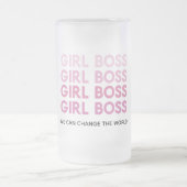 Modern Pink Girl Boss Best Girly Gift Frosted Glass Beer Mug (Center)