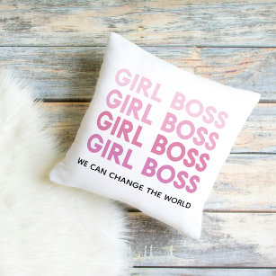 Modern Pink Girl Boss Best Girly Gift Outdoor Pillow
