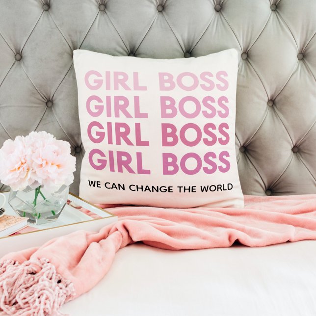 Modern Pink Girl Boss Best Girly Gift Throw Pillow (Creator Uploaded)
