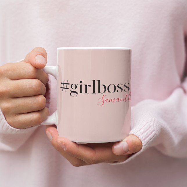 Modern Pink Girl Boss & Name | best Girly Gift Coffee Mug (Creator Uploaded)