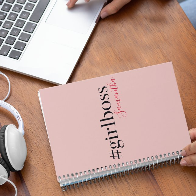 Modern Pink Girl Boss & Name | best Girly Gift Notebook (Creator Uploaded)