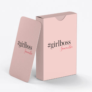 Modern Pink Girl Boss & Name best Girly Gift Playing Cards