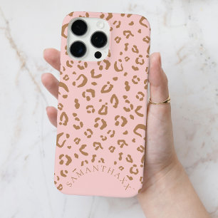 Modern Pink Girly Elegant Leopard Spots Pattern iPhone 16 Pro Max Case
