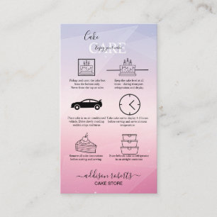 Modern Pink Girly Gradient Cake Care Business Card