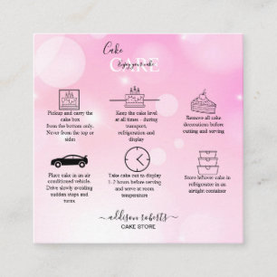 Modern Pink Girly Gradient Cake Care Square Busine Square Business Card