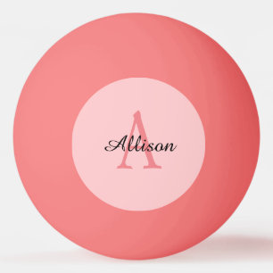 Modern Pink Girly Monogram Personalized Name Ping Pong Ball