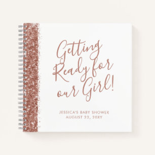 Modern Pink Glitter Baby Shower Guest Notebook