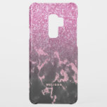 Modern Pink Glitter & Black Marble Ombre Uncommon Samsung Galaxy S9 Plus Case<br><div class="desc">Modern trendy design. Pink faux glitter with black and pink glitter faux marble ombre.</div>