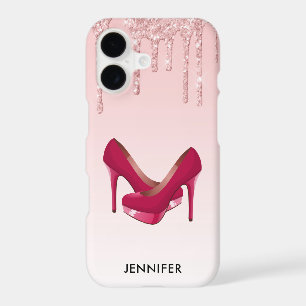 Modern Pink Glitter Drips & High Heels