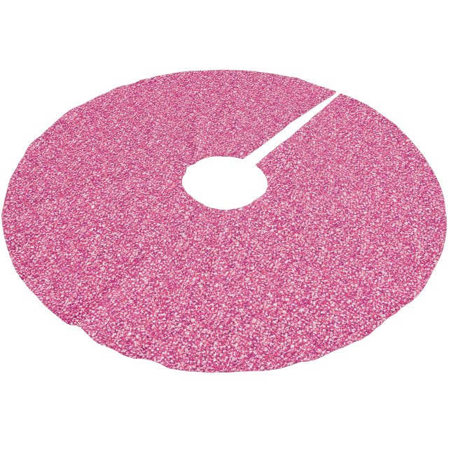 Modern Pink Glitter Elegant Girly Chic Christmas  Brushed Polyester Tree Skirt (Angled)