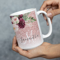 Modern Pink Glitter & Flower Sparkle With Name